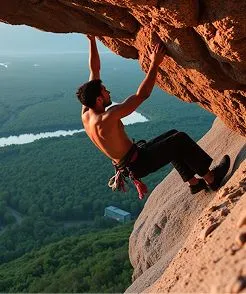 Mężczyzna wspinający się po skale